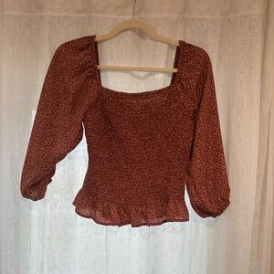 Women's Rust Printed Top